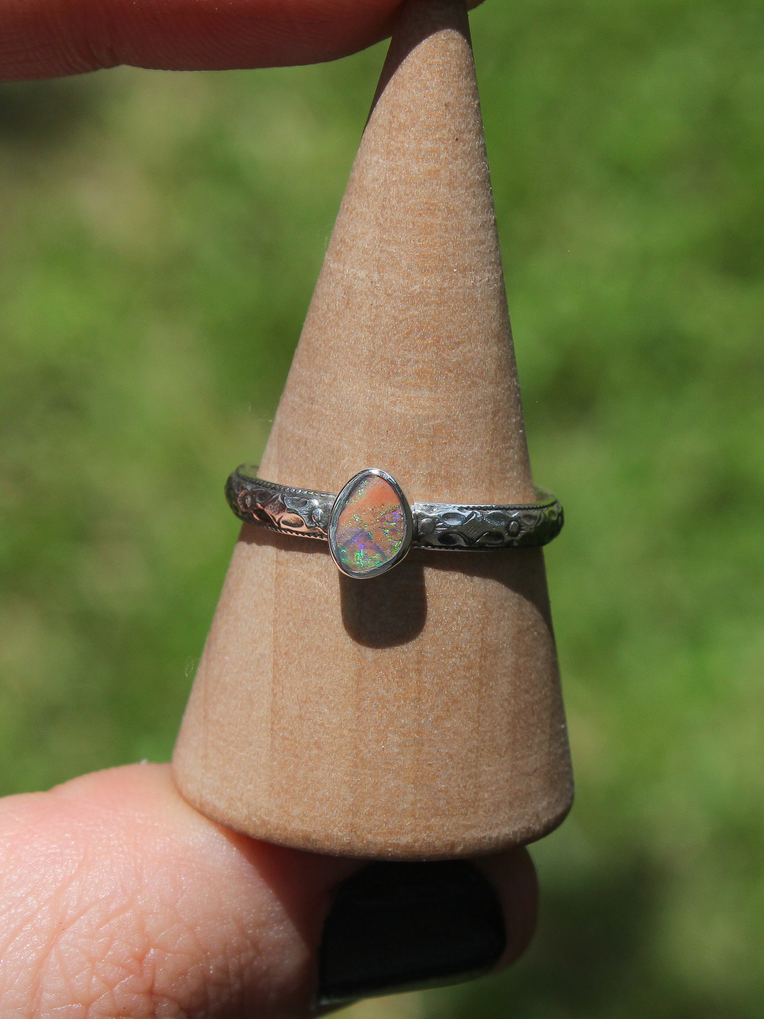 Australian Boulder Opal Ring - Size 7.5