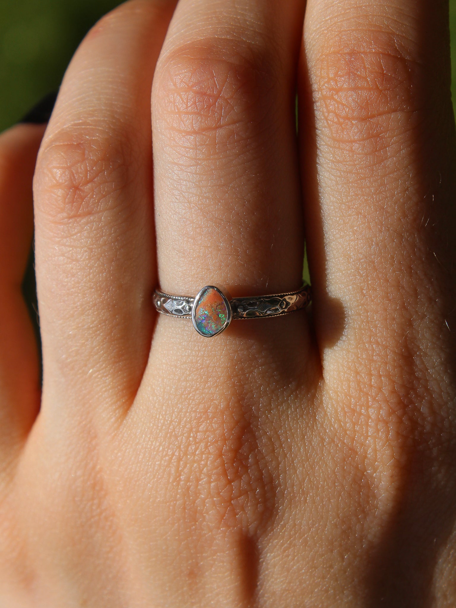 Australian Boulder Opal Ring - Size 7.5