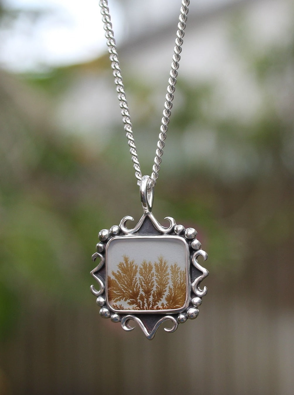 Framed Dendritic Agate Necklace