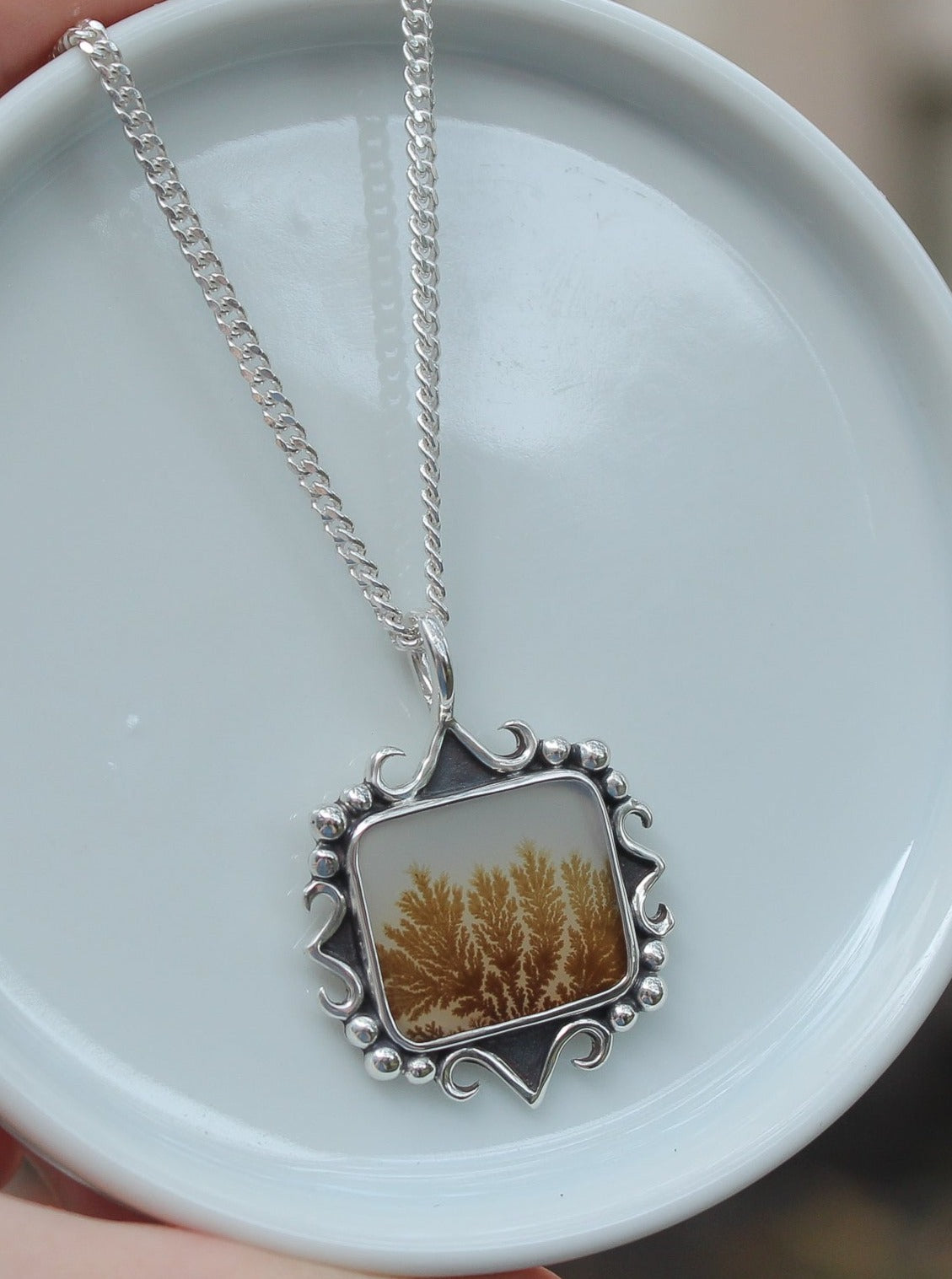 Framed Dendritic Agate Necklace