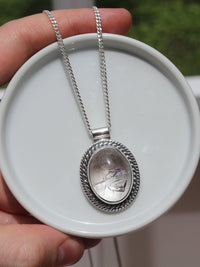 Handmade 925 sterling silver pendant with clear quartz stone with an enhydro pocket lily and William jewelry