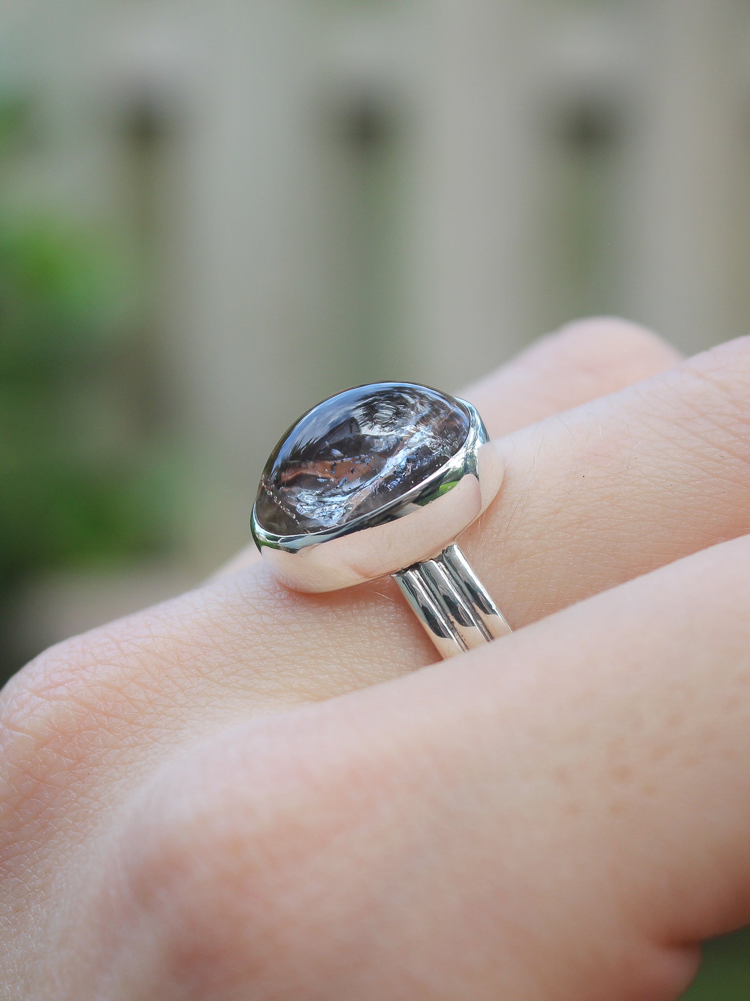Clear Quartz Enhydro Ring - Size 7