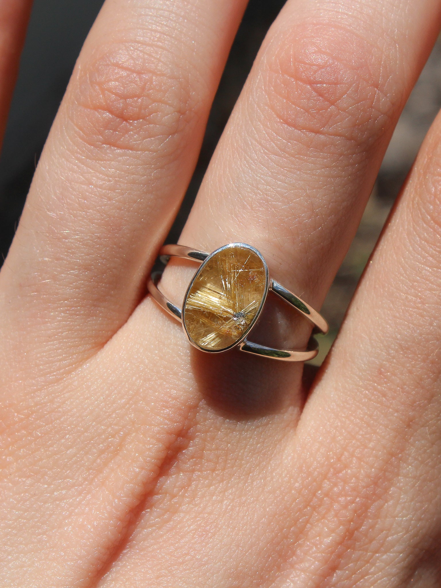 Golden Rutile Ring - Size 9