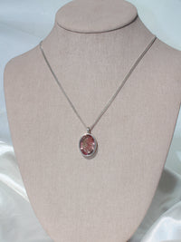 high quality clear quartz necklace with unique red hematite inclusions 925 sterling silver handmade jewelry