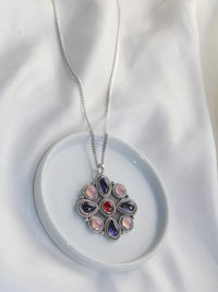 Fancy handmade 925 sterling silver pendant with iolite kyanite and chalcedony stones lily and William jewelry