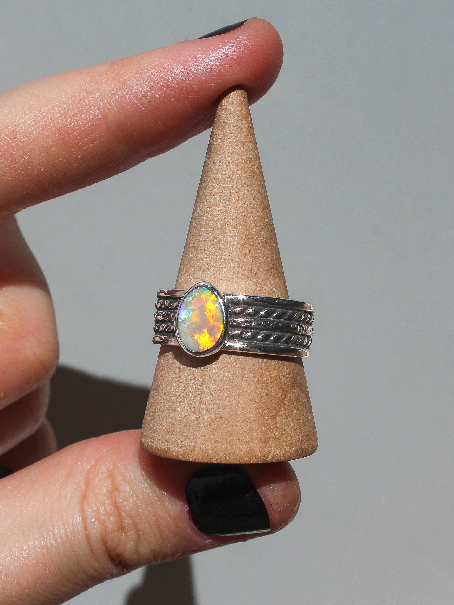 Lightning Ridge Opal Ring - Size 9.25
