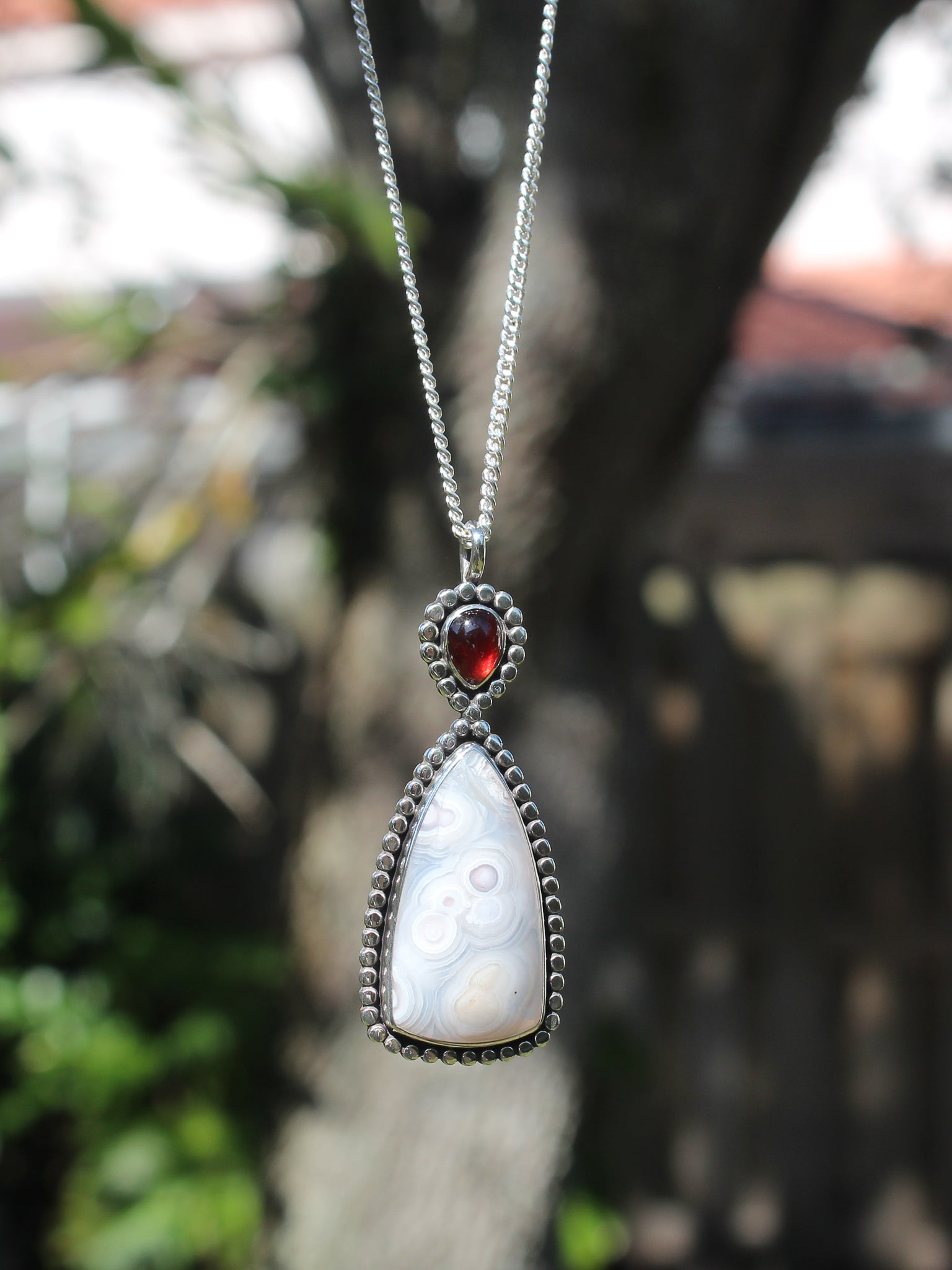 Luna Agate & Garnet Necklace