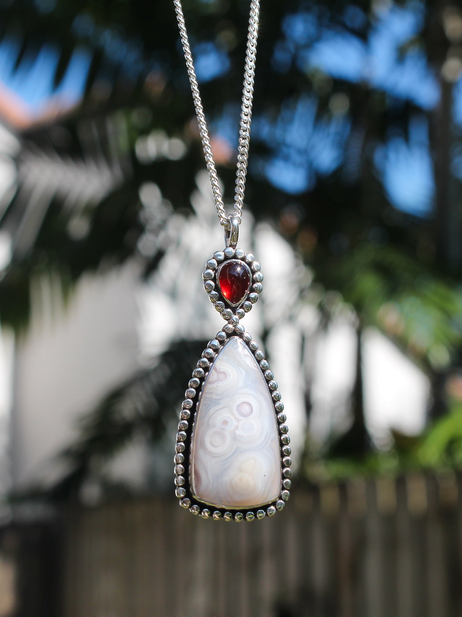 Luna Agate & Garnet Necklace