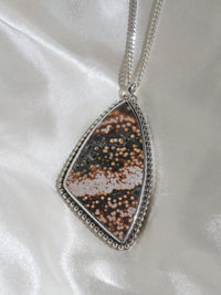 Handmade 925 sterling silver pendant with orbicular jasper stone lily and William jewelry
