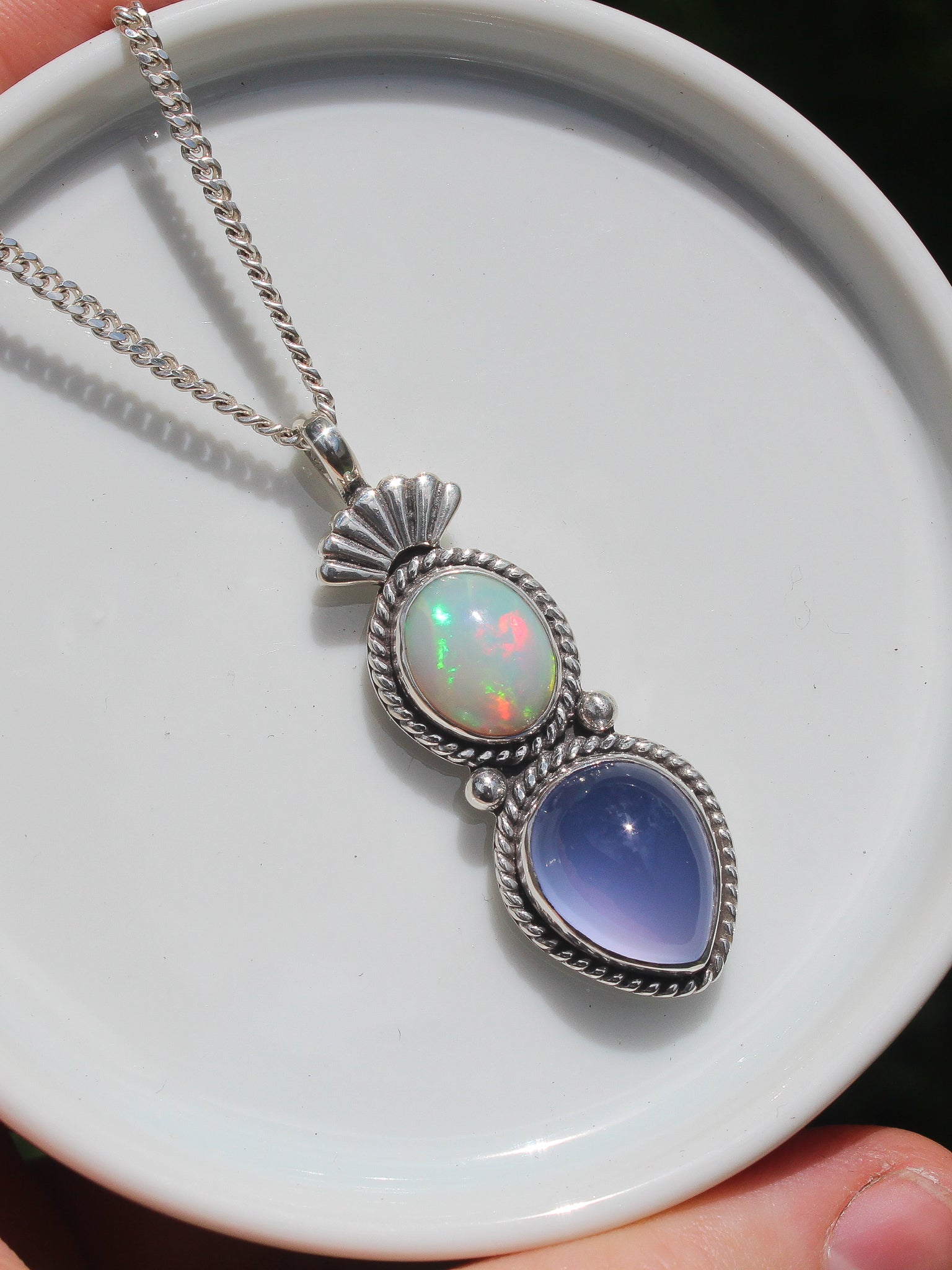 Ethiopian Opal & Lavender Chalcedony Necklace