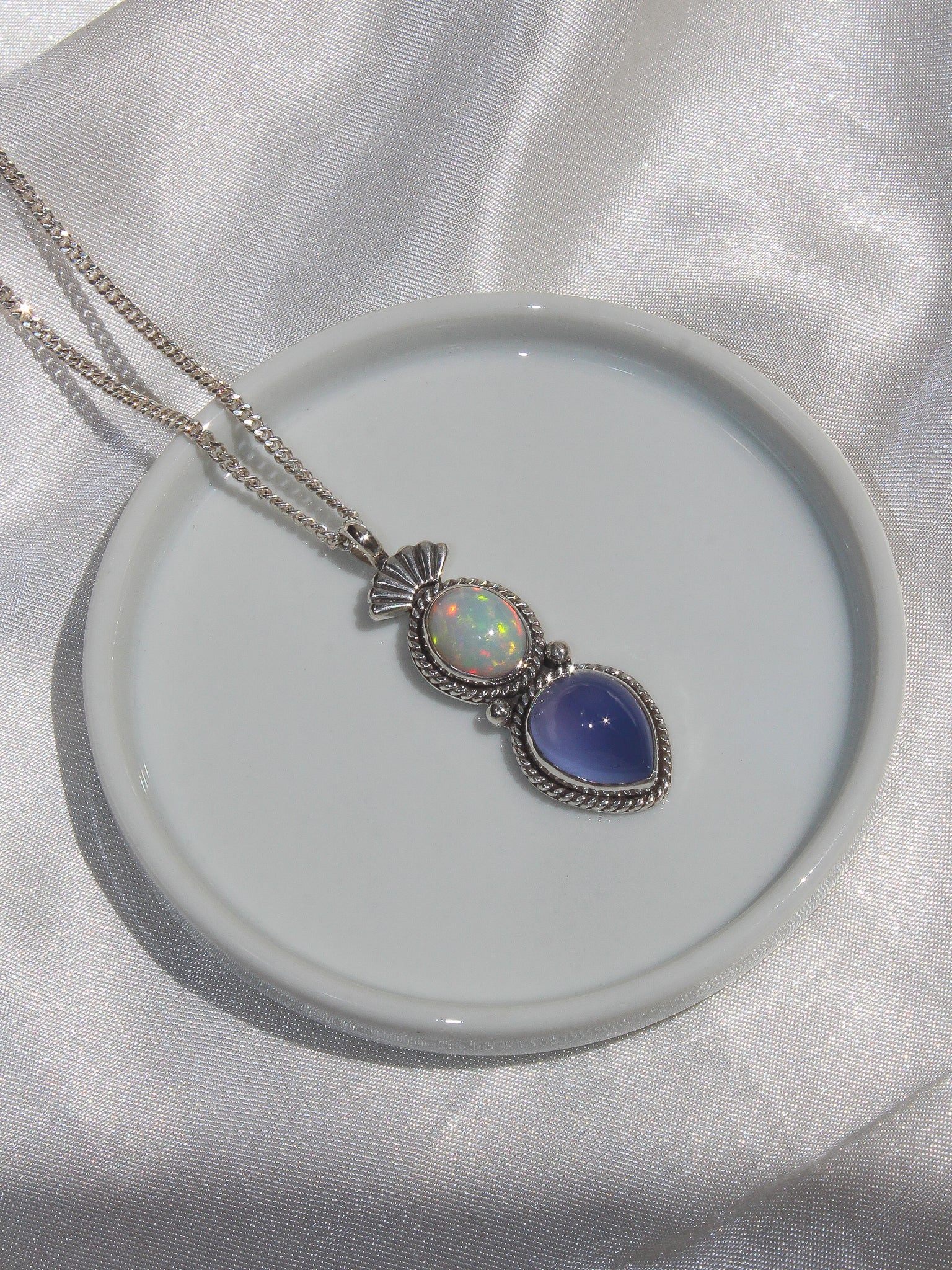 Ethiopian Opal & Lavender Chalcedony Necklace