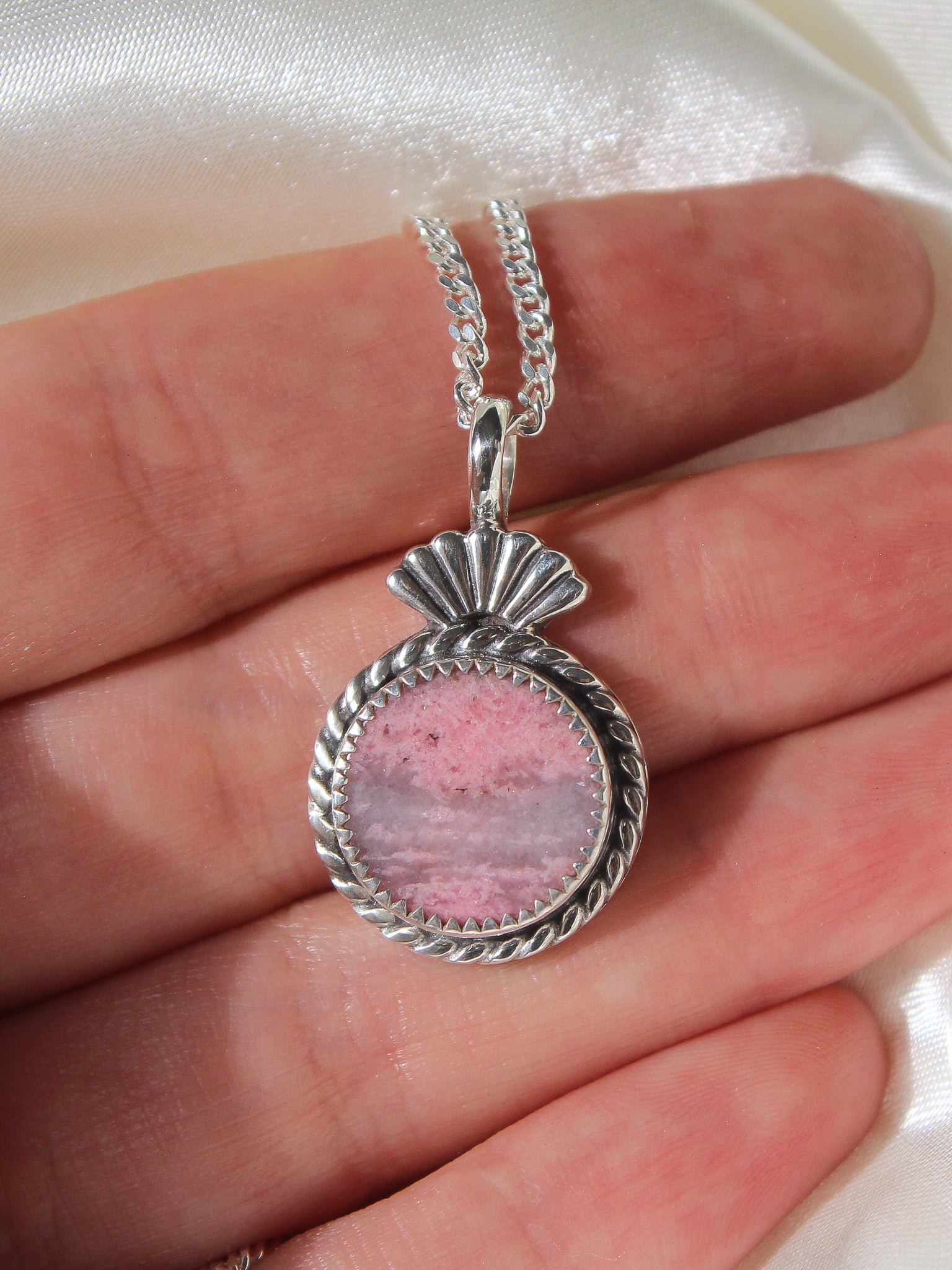 italian rhodonite pendant 925 sterling silver handmade necklace handcrafted jewelry