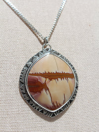 Handmade 925 sterling silver pendant with a unique red falcon jasper stone lily and William jewelry