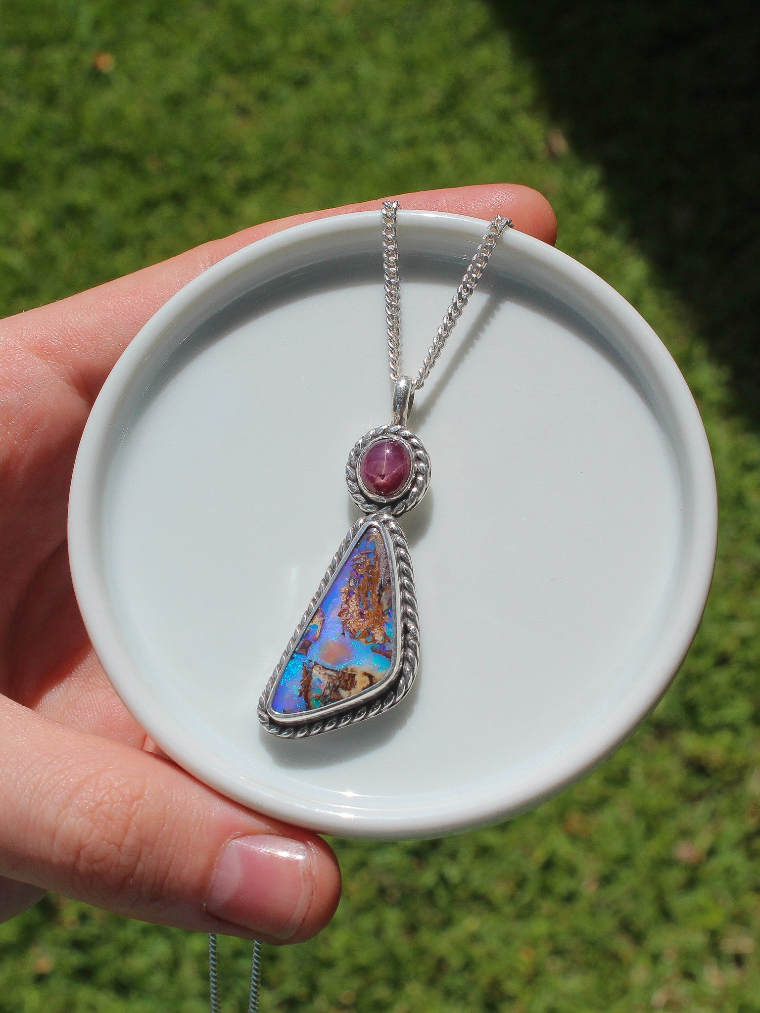 Star Ruby & Australian Boulder Opal Necklace