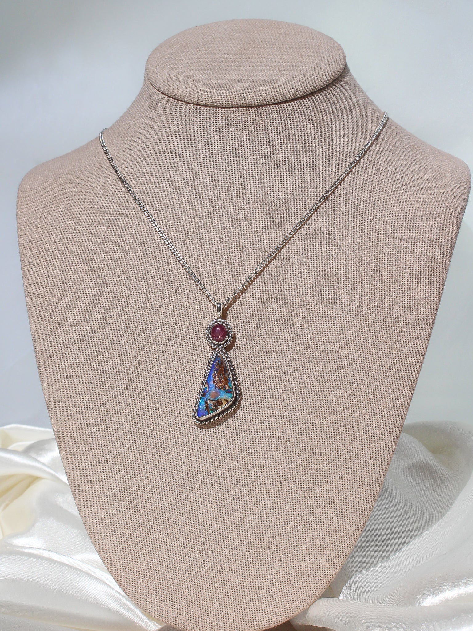 Star Ruby & Australian Boulder Opal Necklace