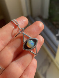 ethiopian opal pendant 925 sterling silver handmade necklace handcrafted jewelry