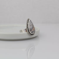 handmade 925 sterling silver laguna lace agate ring with twist border