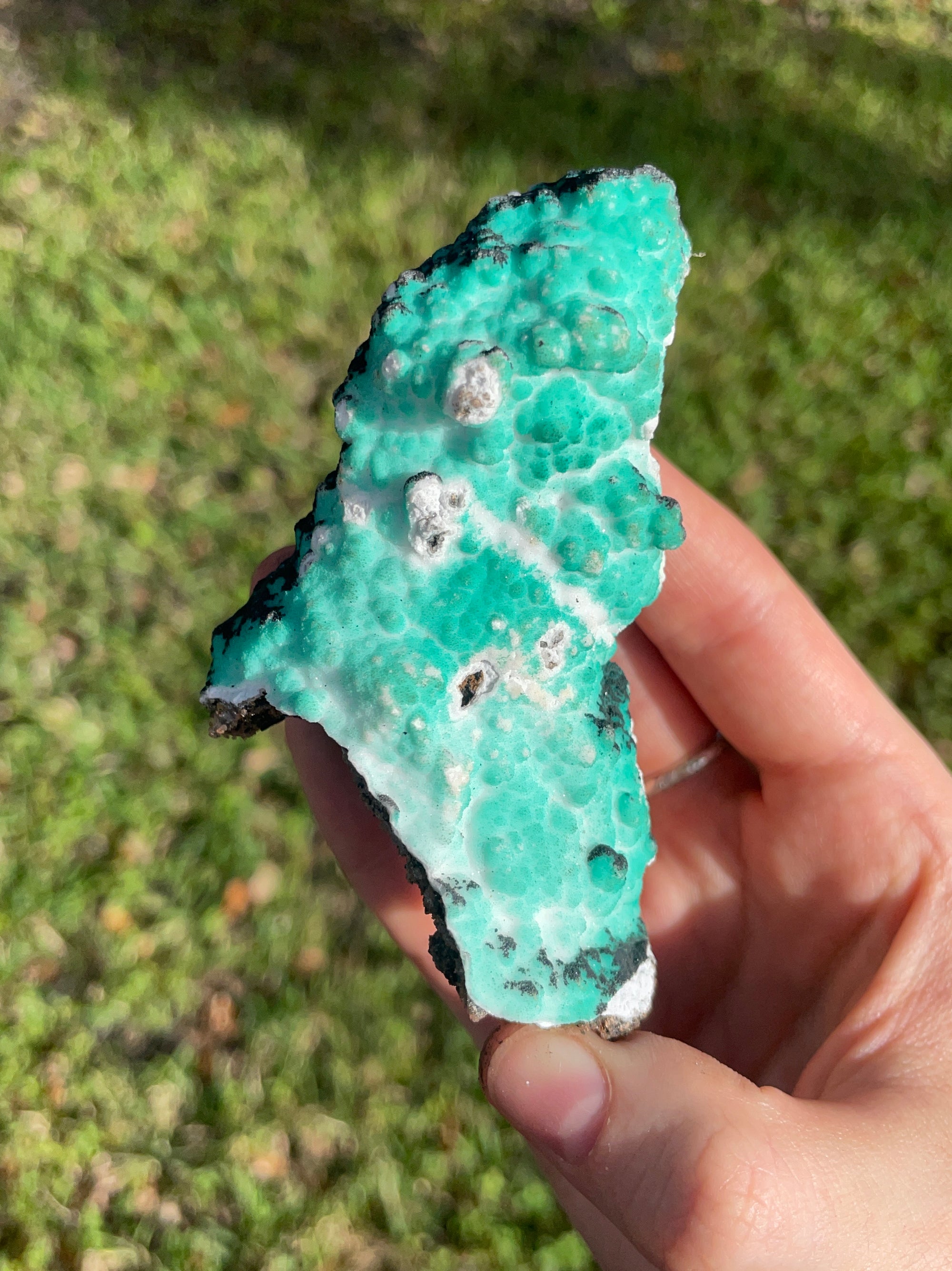 Snow Chalcedony with Malachite from Kalume, Congo