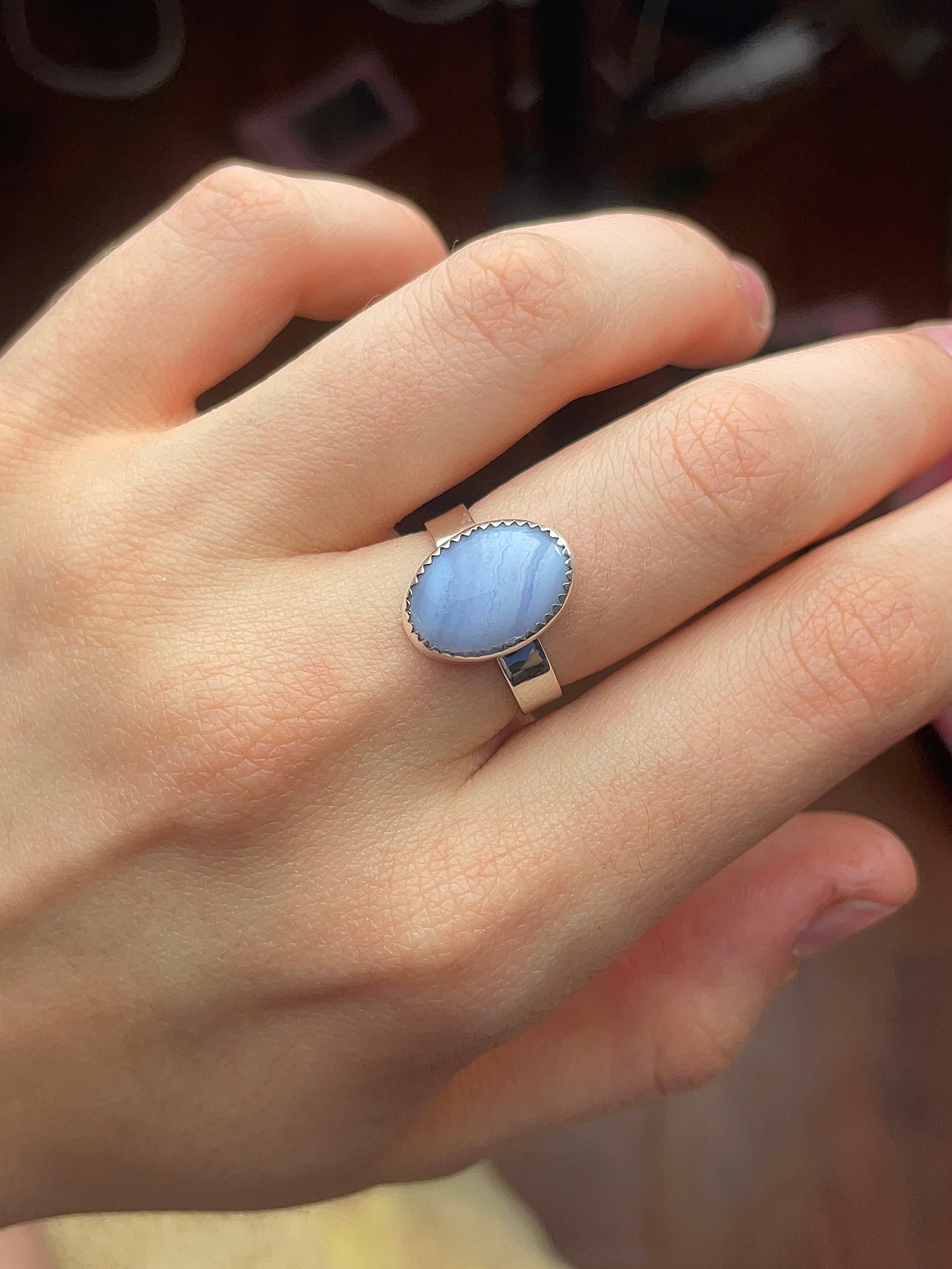 Blue Lace Agate Ring - Size 7