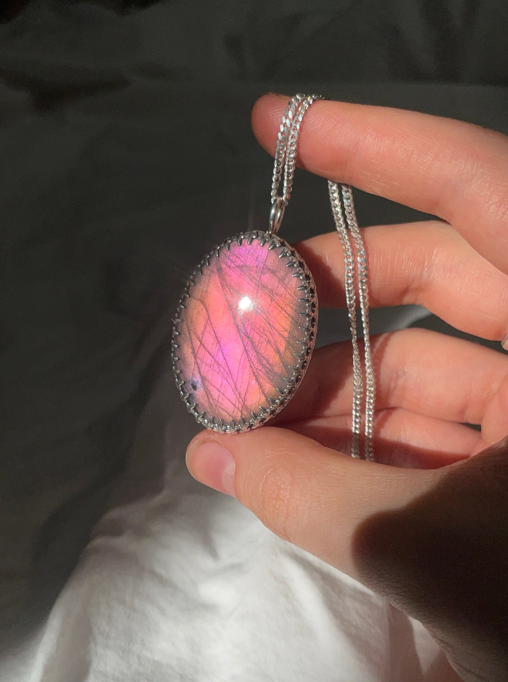 Pink & Orange Labradorite Necklace