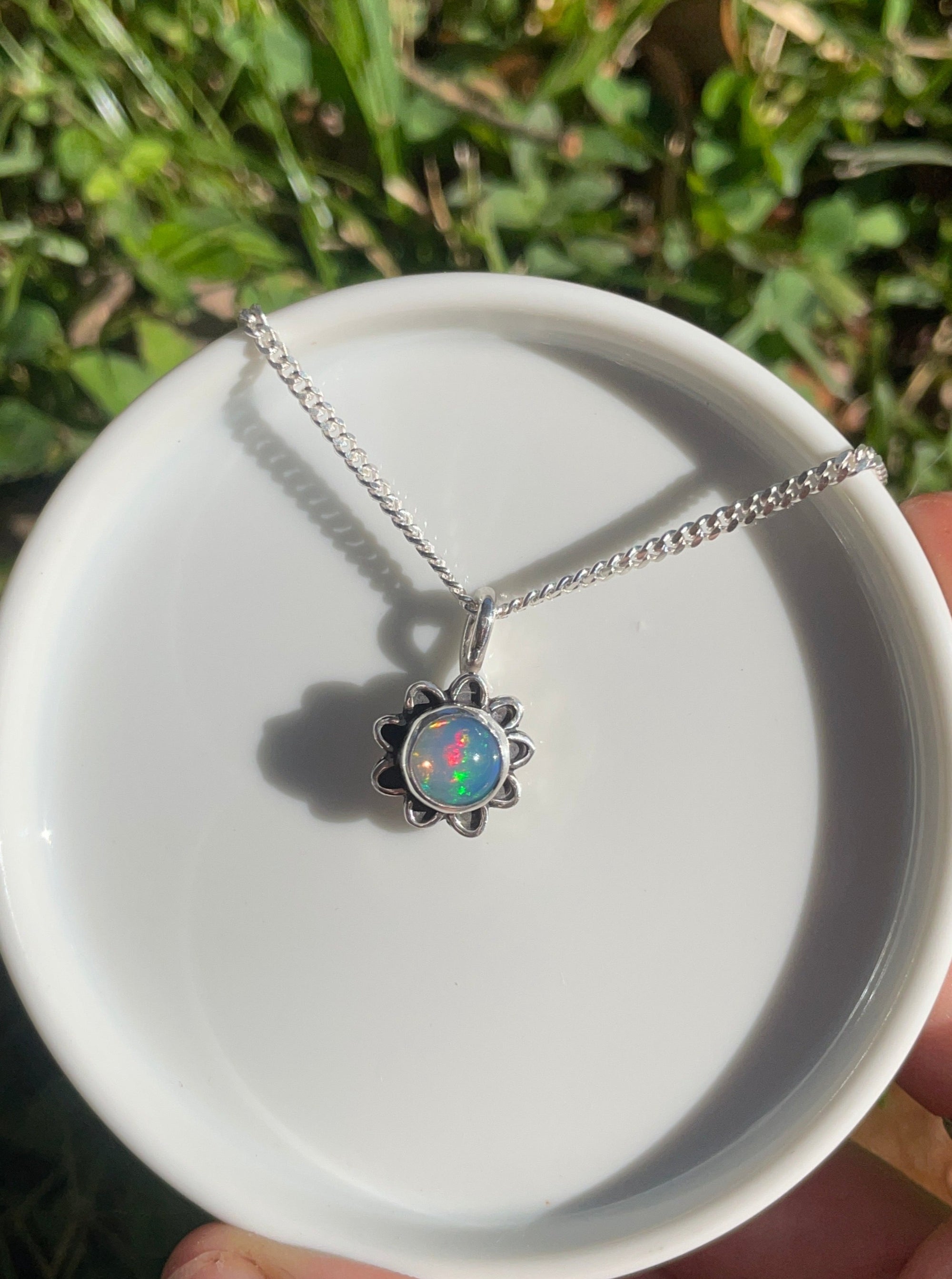 Ethiopian Opal Flower Necklace