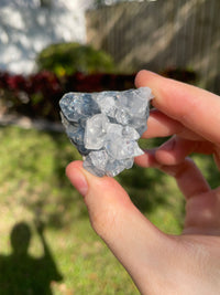 blue chalcedony specimen with apophyllite from Nashik India healing crystals home decor
