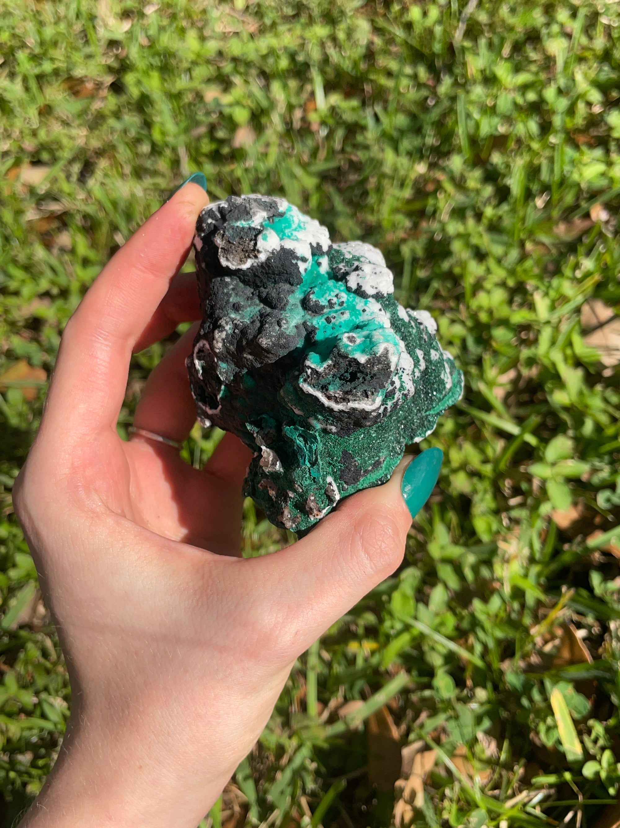 Stunning Chalcedony Specimen with Malachite and Chrysocolla from Kalume, Congo