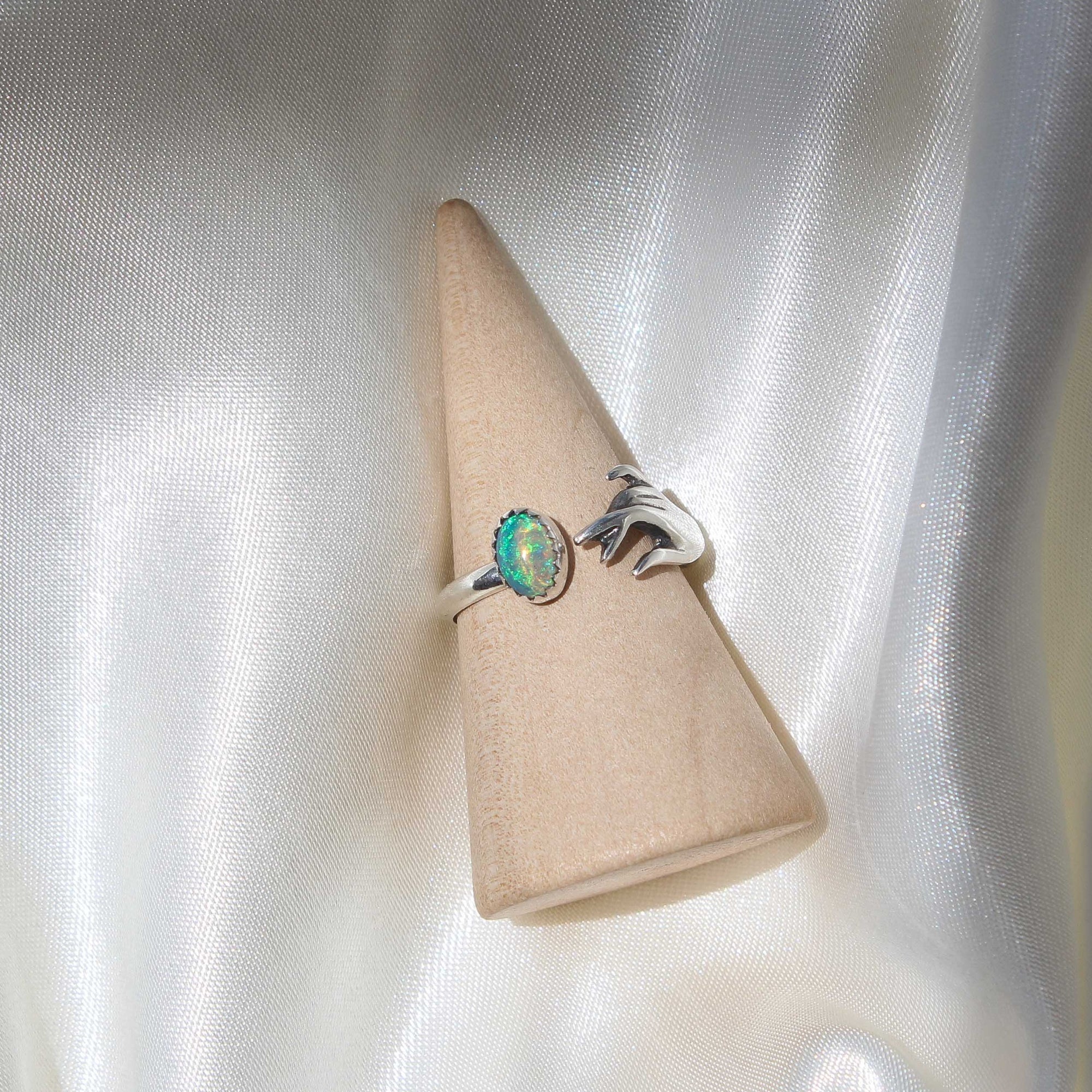 Mini Ethiopian Opal Hand Ring - Adjustable Size 6.5