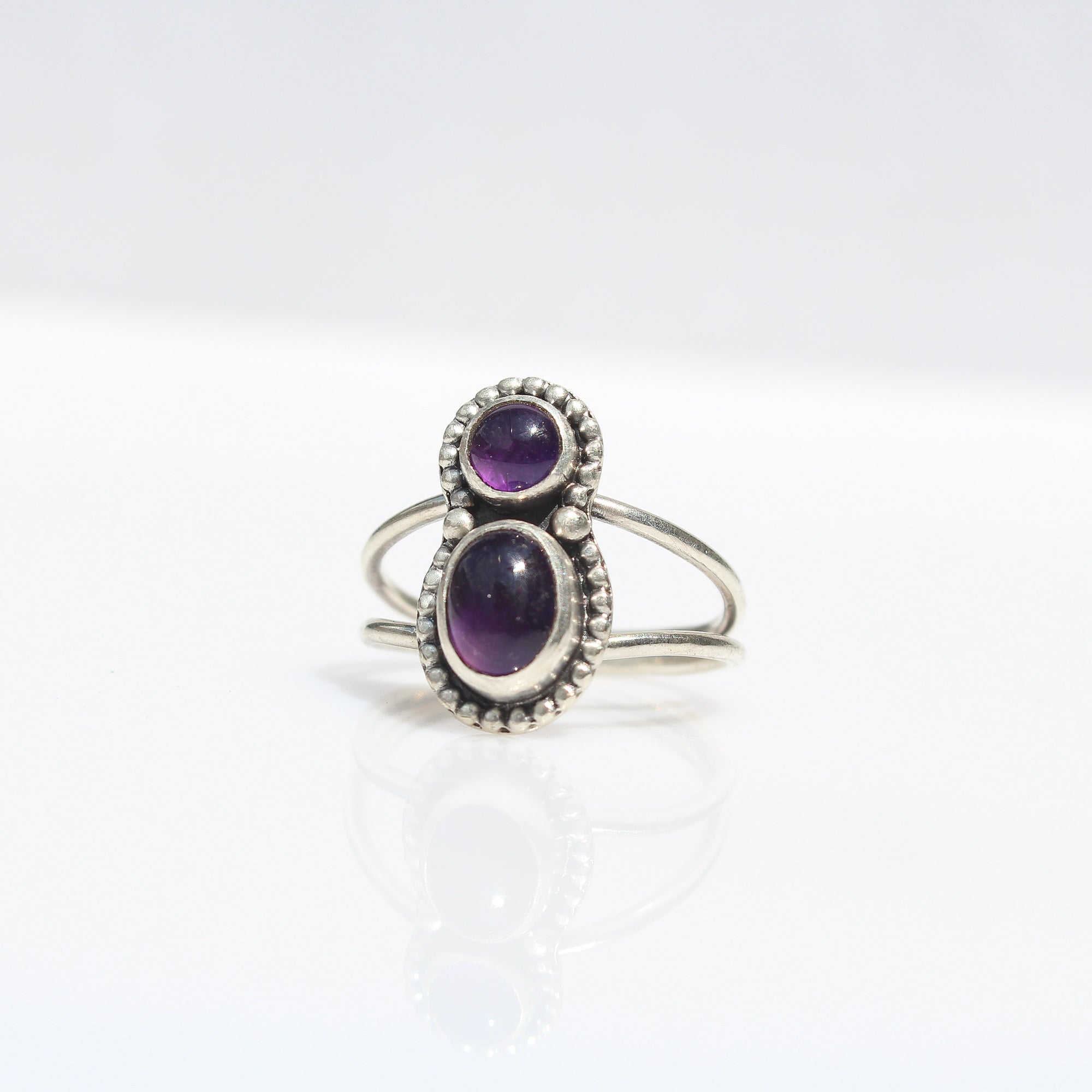Double Amethyst Ring - Size 7
