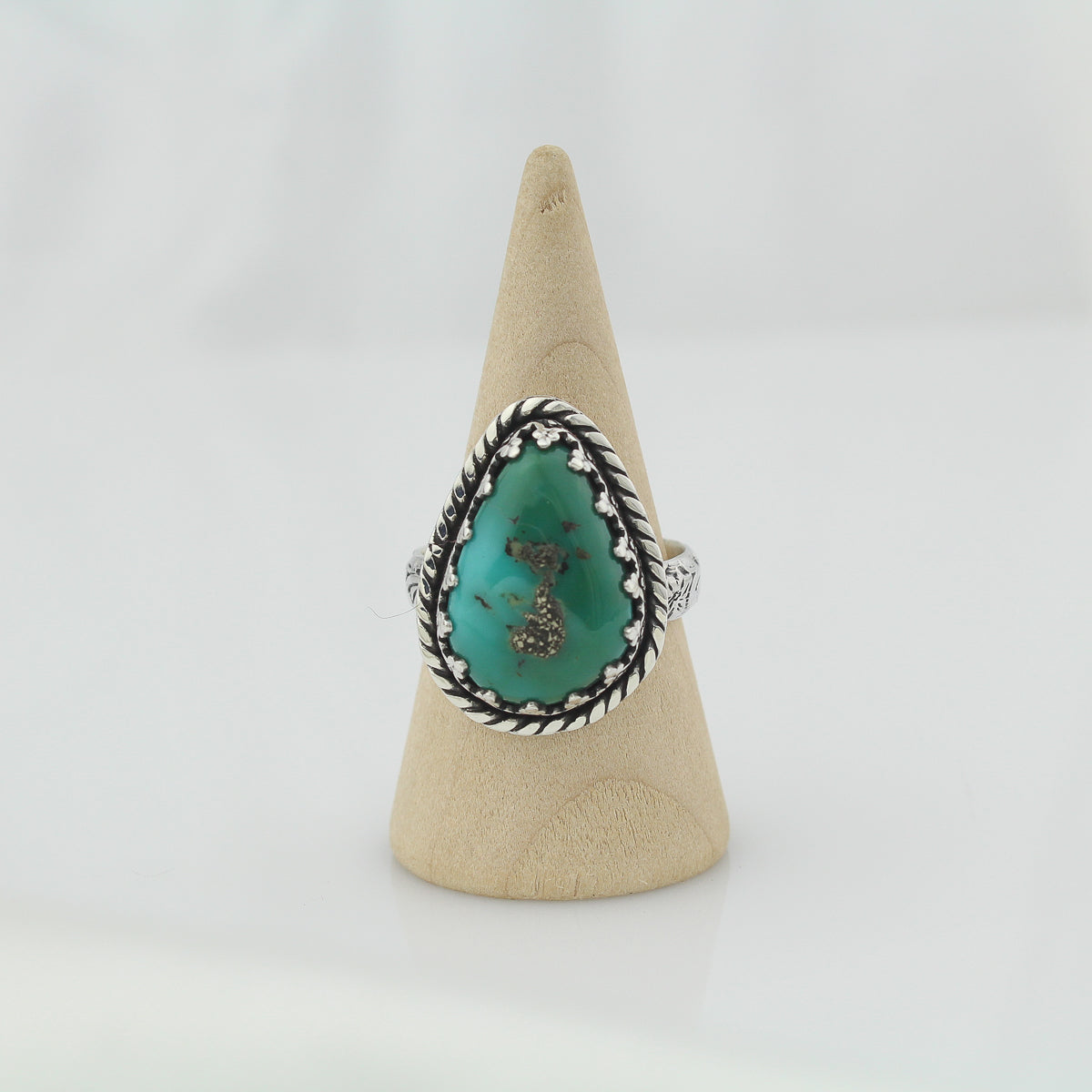 Kingman Turquoise with Pyrite Ring - Size 7.5