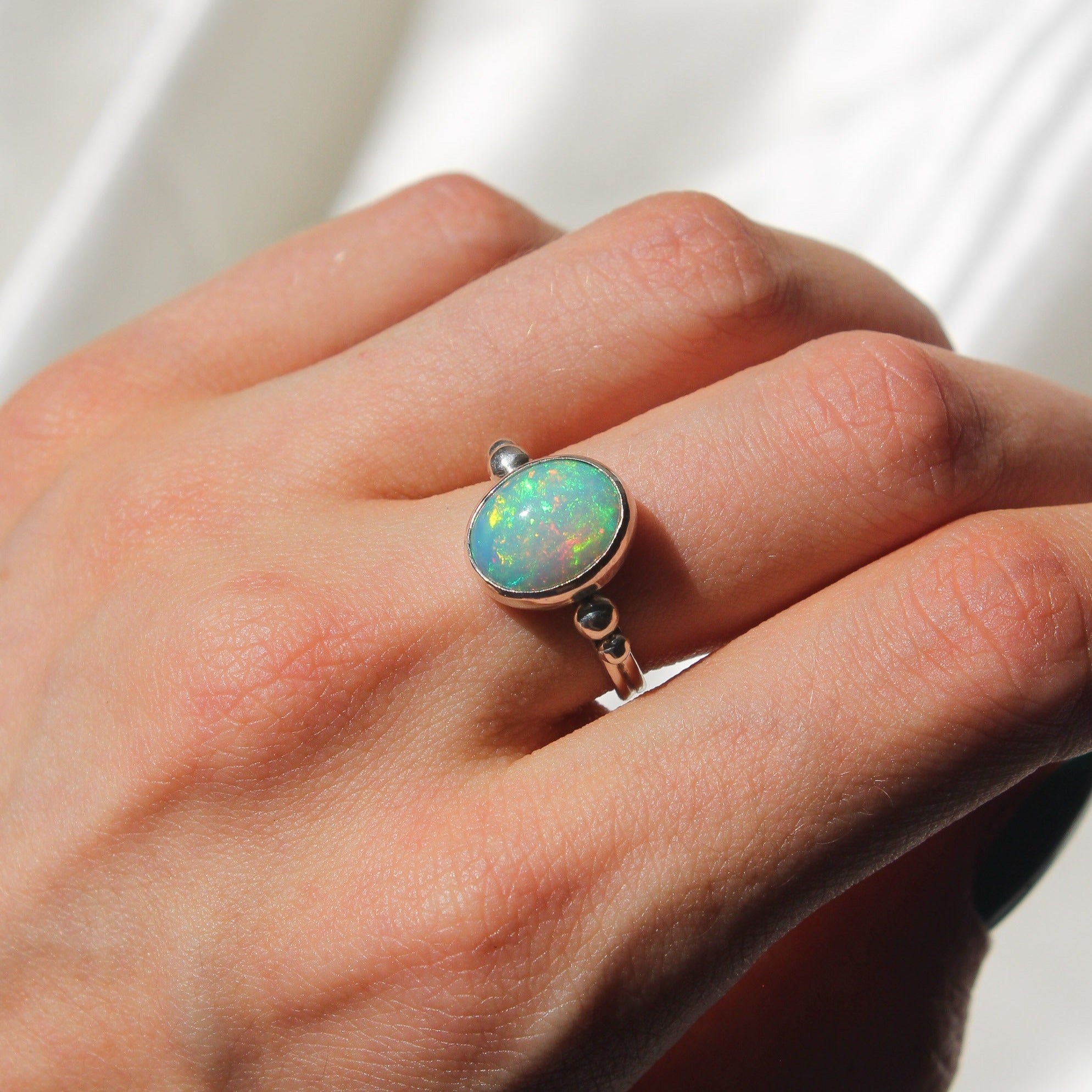Big Ethiopian Opal Bubble Ring - Size 7