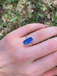 handmade sterling silver blue kyanite ring size 5 plain band