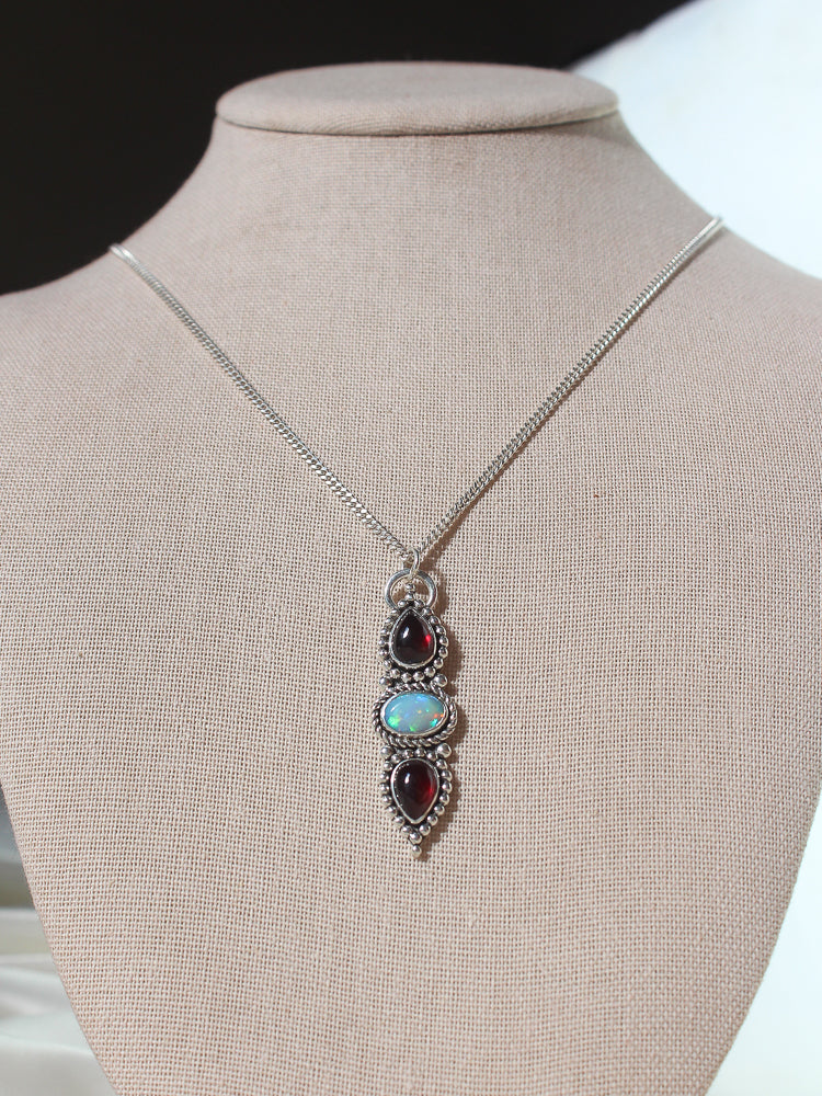 Garnet & Ethiopian Opal Necklace