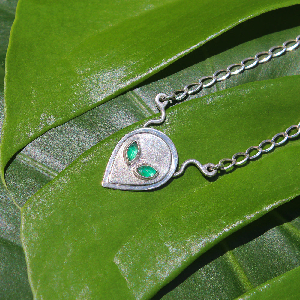 Emerald Alien Necklace