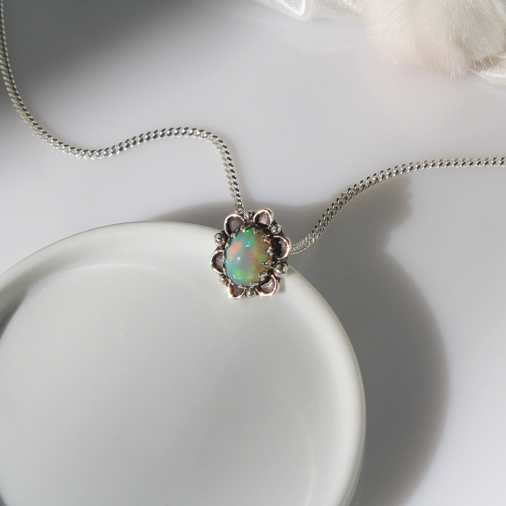 Ethiopian Opal Flower Necklace
