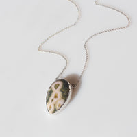 handmade 925 sterling silver green ocean jasper necklace rolo chain