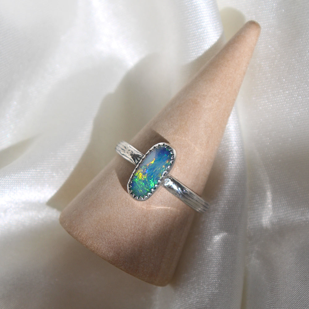 handmade 925 sterling silver size 8 australian opal ring