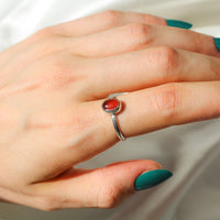 handmade 925 sterling silver ring with genuine carnelian gemstone