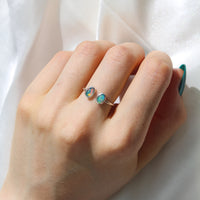 handmade 925 sterling silver adjustable ring with two flashy ethiopian opals