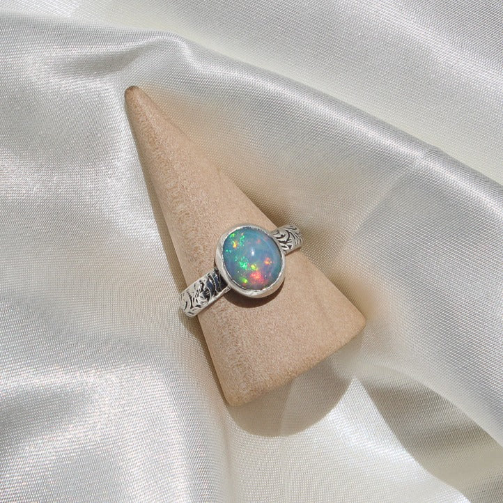 handmade 925 sterling silver ethiopian opal ring