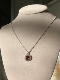 handmade sterling silver hessonite garnet stone pendant necklace