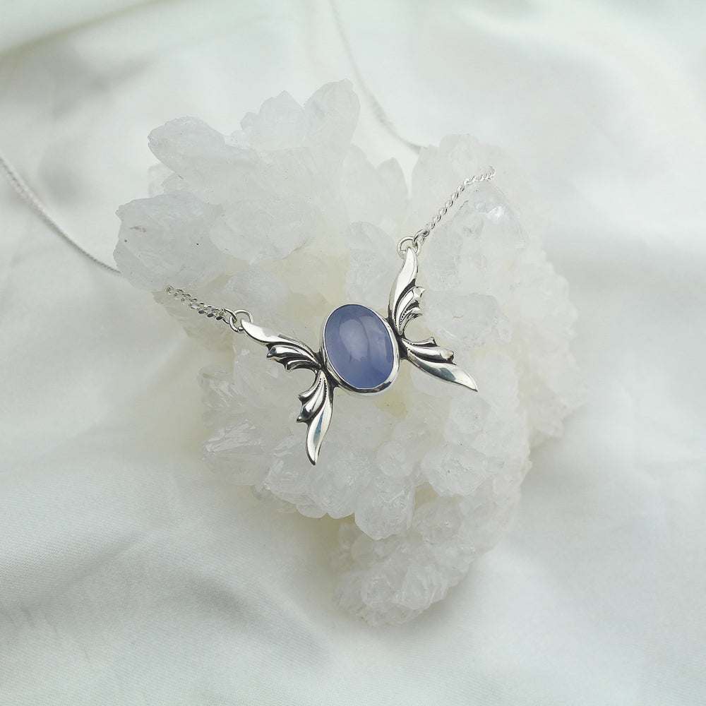 Namibian Chalcedony Butterfly Necklace