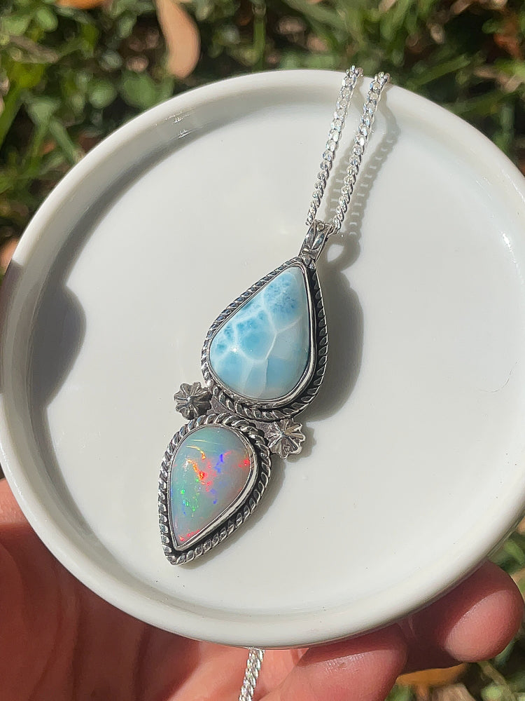 Larimar & Ethiopian Opal Necklace