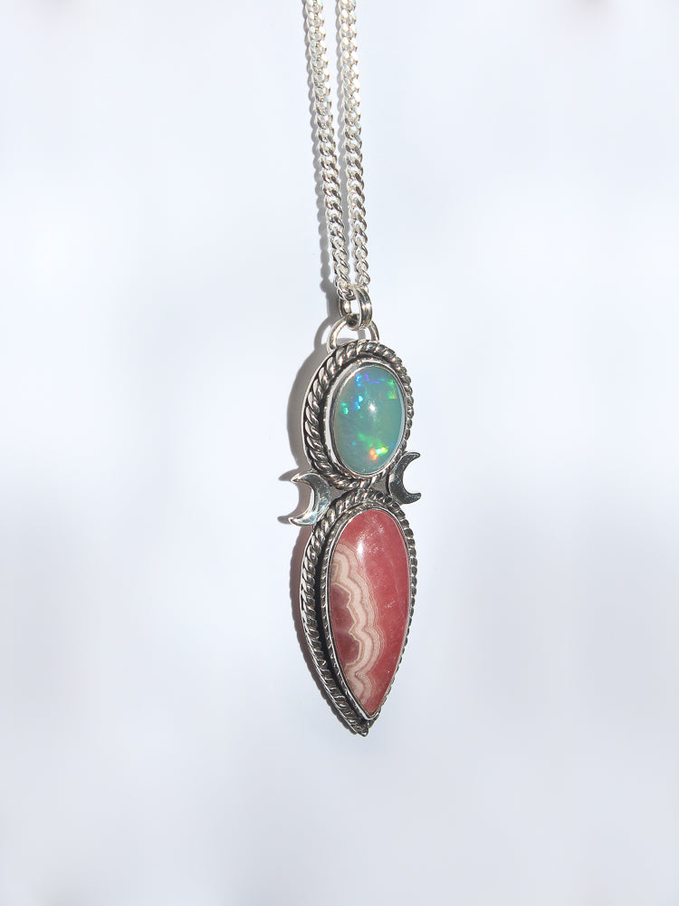 Ethiopian Opal and Rhodochrosite Necklace
