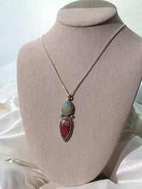 ethiopian opal and rhodochrosite sterling silver handmade necklace