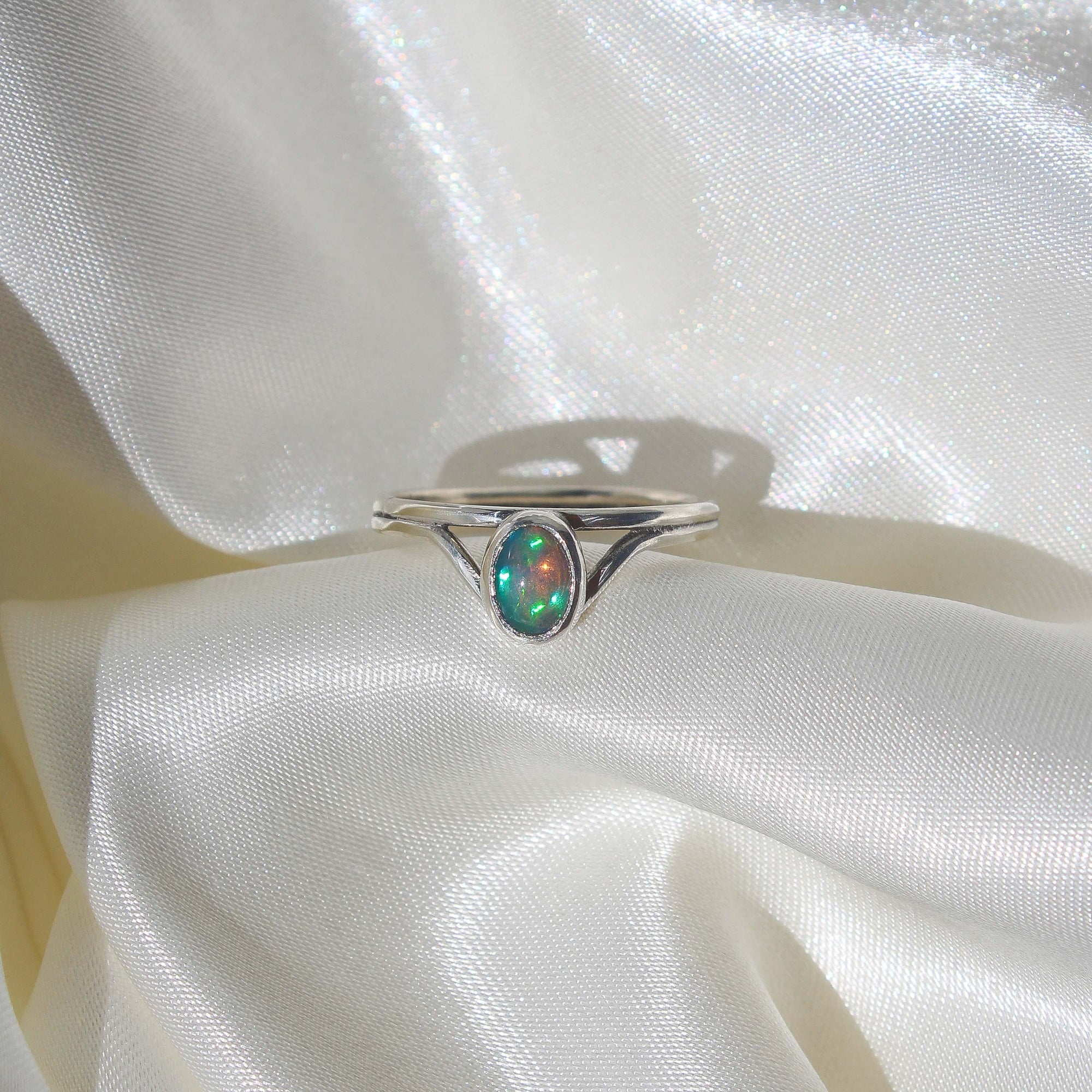 Mini Ethiopian Opal Ring - Size 7.5