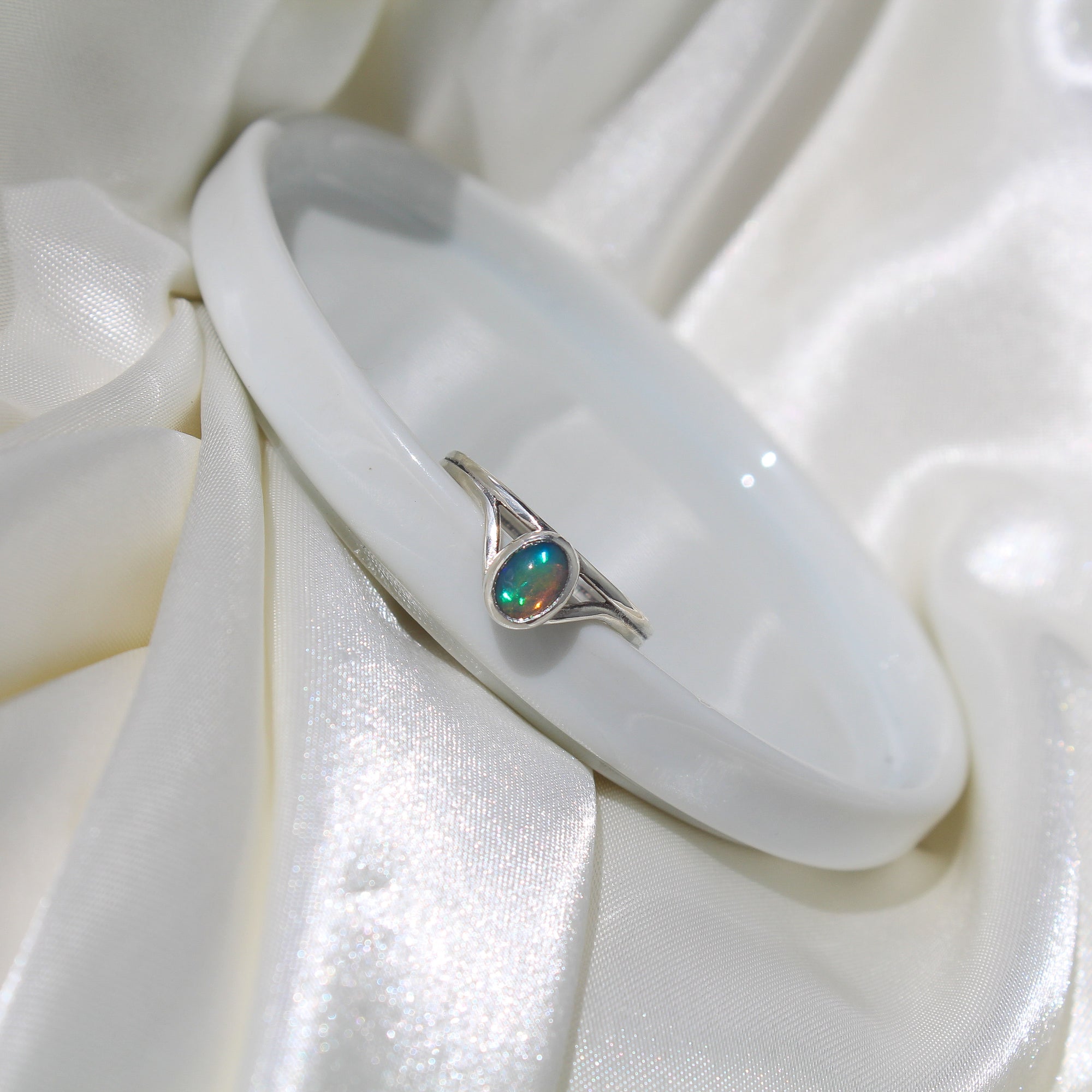Mini Ethiopian Opal Ring - Size 7.5