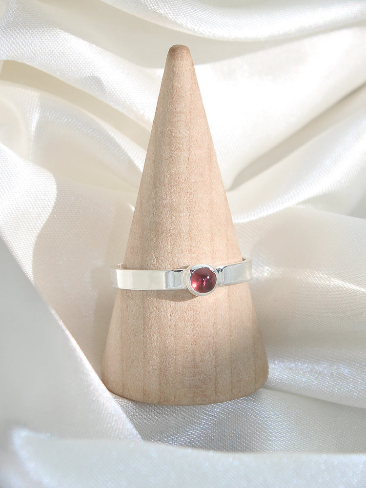 handmade sterling silver made to order pink rhodolite garnet stacker ring 