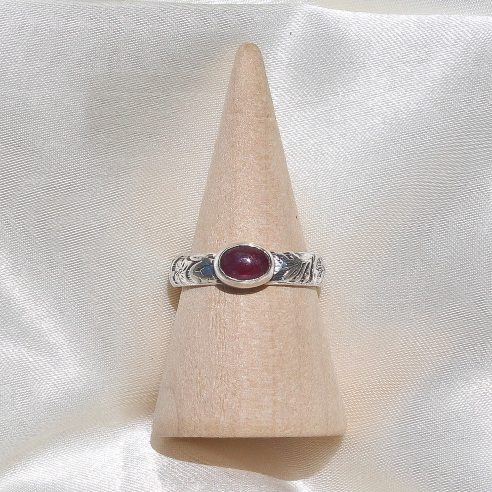 ruby ring 925 sterling silver ornate pattern band handmade jewelry