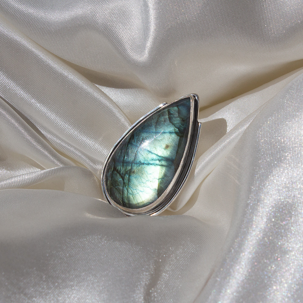 Blue and Teal Labradorite Ring - Size 7
